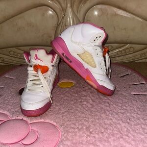 Kids White and Pink Nike Shoes